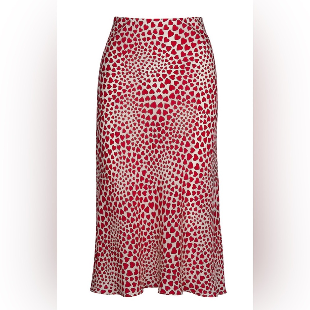 Realisation Par Red and White Heart Midi Skirt